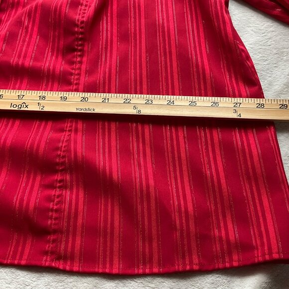 Maggie Barnes Womens Sz 3X Top Blouse Shirt Red Striped Button-Up Metallic - Picture 10 of 12